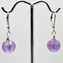 Load image into Gallery viewer, Faceted 10mm Amethyst 925 Sterling Silver Drop/Dangle Lever Back Earrings - PremiumBead Alternate Image 7
