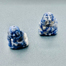 Load image into Gallery viewer, Namaste 2 Hand Carved Sodalite Buddha Beads | 18.5x16x9.5mm | Blue white
