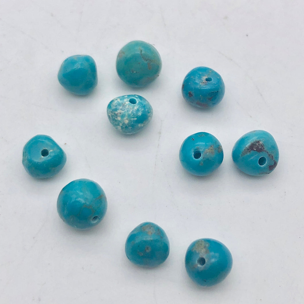 Natural Kingman Turquoise 12 round nugget 5-6mm beads - PremiumBead Primary Image 1
