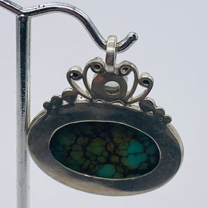 Turquoise Moonstone Goddess Sterling Silver Pendant | 1 1/2" Long | Blue Black |