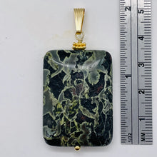 Load image into Gallery viewer, Tsunami Stone 14K Gold Filled Rectangle Pendant | 35x25x7.5mm | Green White | 1
