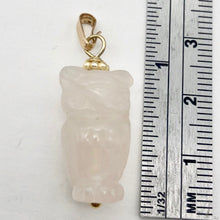 Load image into Gallery viewer, Rose Quartz Owl Pendant Necklace | Semi Precious Stone Jewelry | 14k gf Pendant| - PremiumBead Alternate Image 4
