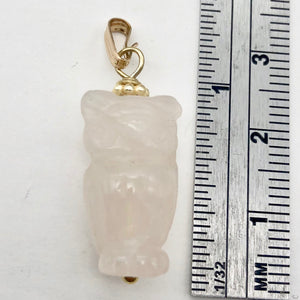 Rose Quartz Owl Pendant Necklace | Semi Precious Stone Jewelry | 14k gf Pendant| - PremiumBead Alternate Image 4