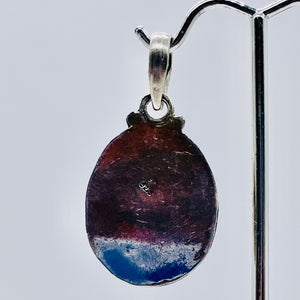 Turquoise Sterling Silver Native Oval Pendant | 1 3/4" Long | Blue/Black | 1 |