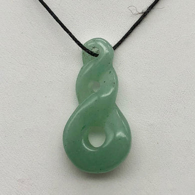 Hand Carved Natural Serpentine Infinity Pendant with Simple Black Cord 10821E - PremiumBead Primary Image 1