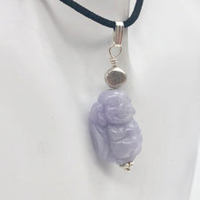 Load image into Gallery viewer, Hand Carved Lavender Jade Buddha Pendant with Silver Findings | 1 5/8&quot; Long - PremiumBead Alternate Image 10
