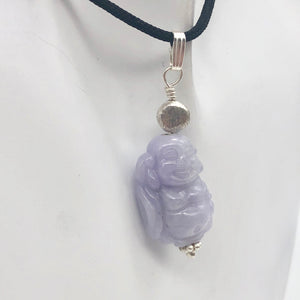 Hand Carved Lavender Jade Buddha Pendant with Silver Findings | 1 5/8" Long - PremiumBead Alternate Image 10