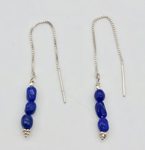 Load image into Gallery viewer, Triple Lapis Lazuli and Sterling Threader Earrings 303272A - PremiumBead Alternate Image 2
