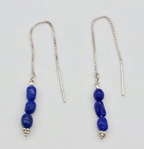 Triple Lapis Lazuli and Sterling Threader Earrings 303272A - PremiumBead Alternate Image 2