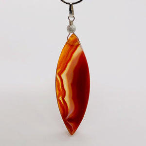 Sardonyx Sterling Silver Marquis Briolette Pendant | 2 3/4" Long | Red | 1 each|