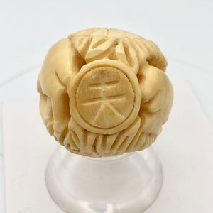 Cracked Chinese Zodiac Year of the Ram Bone Bead| 30mm| Cream| Round| 1 Bead | - PremiumBead Alternate Image 6