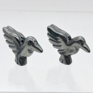 Lovely 2 Hand Carved Hematite Dove Bird Beads | 25x18x5.5mm | Graphite - PremiumBead Alternate Image 3