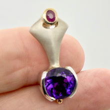 Load image into Gallery viewer, Amethyst Ruby Precious Stone Sterling Silver Pendant Necklace - PremiumBead Alternate Image 2
