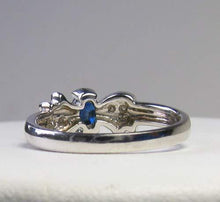 Load image into Gallery viewer, Blue Sapphire and White Diamonds Solid 14Kt White Gold Ring Size 6 3/4 9982Ai
