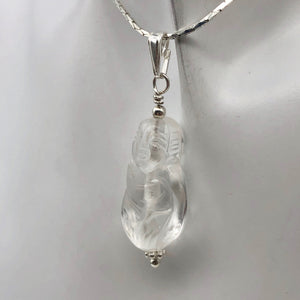Hand Carved Quartz Female Laughing Buddha Pendant with Silver Findings | 1 3/4" - PremiumBead Alternate Image 9