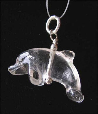 Jump! Quartz Crystal Dolphin Solid Sterling Silver Pendant 509262QZS - PremiumBead Primary Image 1