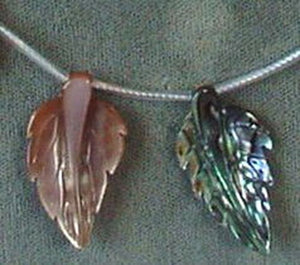 Abalone Pink and Golden Mother of Pearl Hand Carved Leaf Bead Strand 104321C - PremiumBead Alternate Image 5