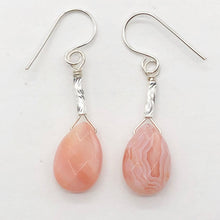 Load image into Gallery viewer, Botswana Sterling Silver Faceted Briolette Earrings | 1 1/2&quot; Long | Peach |
