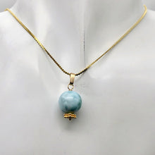 Load image into Gallery viewer, Larimar 14K Gold Filled Round | 1&quot; Long | Blue | 1 Pendant
