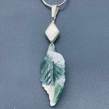 Load image into Gallery viewer, Jasper Sterling Silver Leaf Pendant | 2 3/4&quot; Long | Green/White | 1 Pendant |
