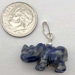 Sodalite Rhinoceros Pendant Necklace|Semi Precious Stone Jewelry|Silver Pendant - PremiumBead Alternate Image 7