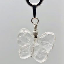 Load image into Gallery viewer, Flutter Carved Quartz Butterfly Sterling Silver Pendant | 1 1/4&quot; Long| Clear | - PremiumBead Alternate Image 4
