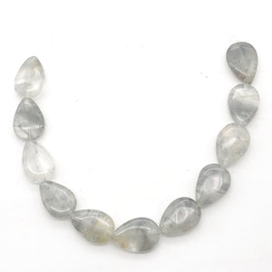 Tourmalated Quartz Teardrop Bead Half-Strand | 18x12x7 | Gray | 12 Beads