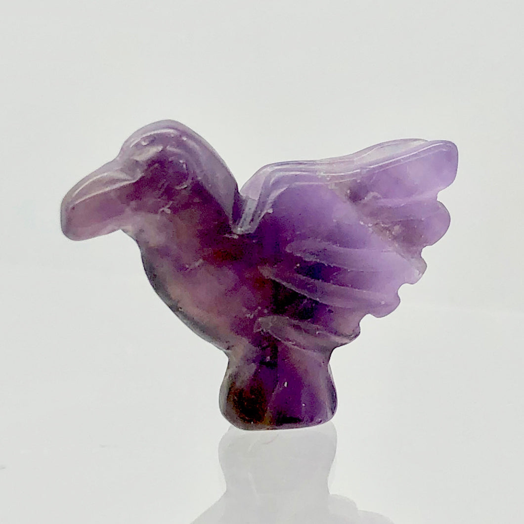 Lovely Hand Carved Amethyst Dove Figurine Worry Stone