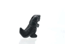 Load and play video in Gallery viewer, Hand Carved Hematite Tyrannosaurus Rex Figurine | 21x18x8mm | Sil ver
