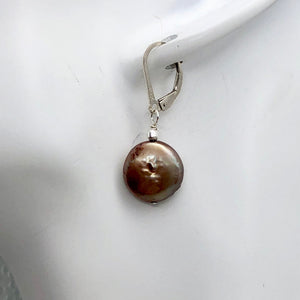 Fresh Water Pearl Sterling Silver Dangle Earrings | 1 1/4" Long | Golden Rose |
