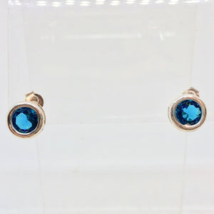 December 7mm Blue Zircon & Sterling Silver Earrings 9780Lb - PremiumBead Alternate Image 4