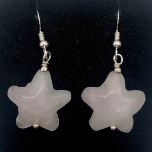 Carved Rose Quartz Starfish Sterling Silver Semi Precious Stone Earrings - PremiumBead Alternate Image 3