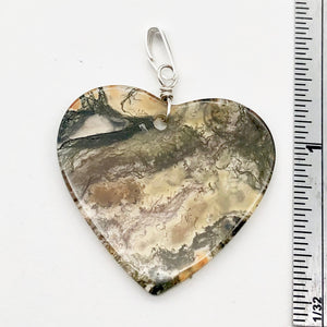 Limbcast Agate Agate Valentine Heart Silver Pendant | 29x30x2mm | Moss Green | - PremiumBead Alternate Image 3