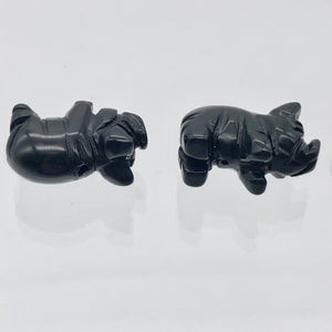 Oink 2 Carved Obsidian Pig Beads | 21x13x9.5mm | Black - PremiumBead Alternate Image 8