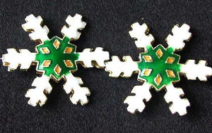 2 Green Cloisonne Snowflake Centerpiece 30x27x4mm Beads 8638C - PremiumBead Primary Image 1