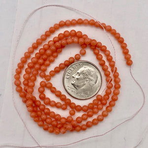 AAA+ Natural Deep Salmon Coral 2mm-3mm Bead 18 inch Strand 102615