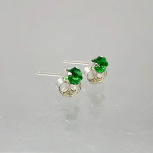 May! Round 3mm Created Green Emerald & 925 Sterling Silver Stud Earrings 10146E - PremiumBead Alternate Image 2