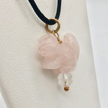 Load image into Gallery viewer, Rose Quartz Squirrel Pendant Necklace|Semi Precious Stone Jewelry|14k Pendant
