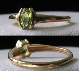 Natural Green Oval Peridot 14Kt Yellow Gold Solitaire Ring Size 7 1/4 9982W - PremiumBead Primary Image 1