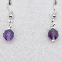 Load image into Gallery viewer, Royal Natural Untreated 8mm Faceted Amethyst Solid Sterling Silver Earrings - PremiumBead Alternate Image 5
