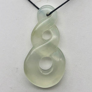 Carved Translucent Serpentine Infinity Pendant with Simple Black Cord 10821B - PremiumBead Primary Image 1