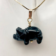 Load image into Gallery viewer, Black Obsidian Pig Pendant Necklace |Semi Precious Stone Jewelry|14k gf Pendant| - PremiumBead Alternate Image 10
