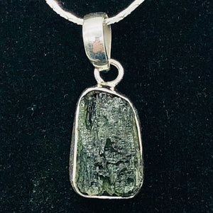 Moldavite Sterling Silver Drop | 1 1/8" Long | Green | 1 Pendant |