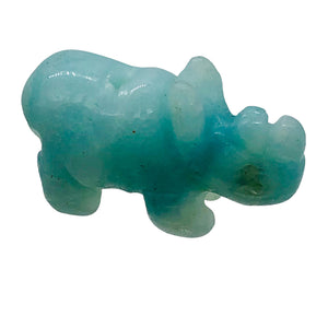 Amazonite Hand Carved Blue Rhinoceros Figurine | 21x13x8mm | Blue