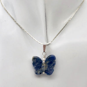 Semi Precious Stone Jewelry Flying Butterfly Pendant Necklace of Sodalite/Silver - PremiumBead Alternate Image 9