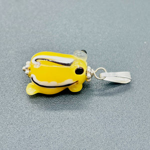 Lampwork Frog Sterling Silver Frog | 1" Long | Yellow | 1 Pendant |