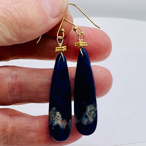 Sodalite 14K Gold Filled Teardrop | 3" Long | Blue/White | 1 Pair Earrings |
