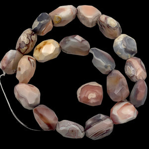 Botswana Agate Faceted Strand | 25x20x12 to 20x15x12mm | Pink | Nugget | 20 Bds|
