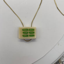 Load image into Gallery viewer, Mahjong Bamboo Rectangle Tile Pendant Bead | 25x17x9mm | Green White | 1 Bead |

