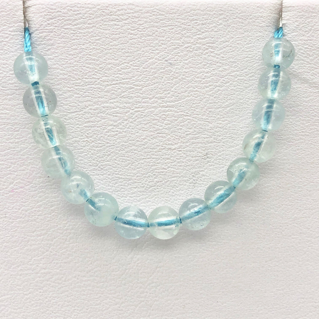 15 Natural Aquamarine Round Beads | 4.5mm | 15 Beads | Blue | 6655B - PremiumBead Primary Image 1